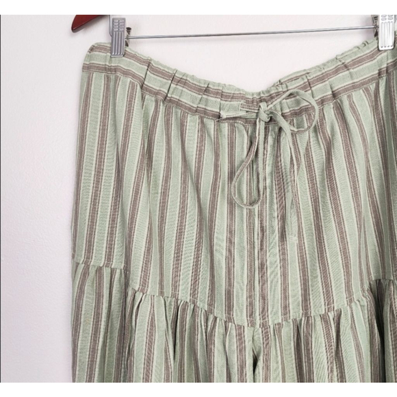 Free People Ellie Green Brown Striped Harem Pants Joggers Wide-Leg L New - Picture 4 of 9